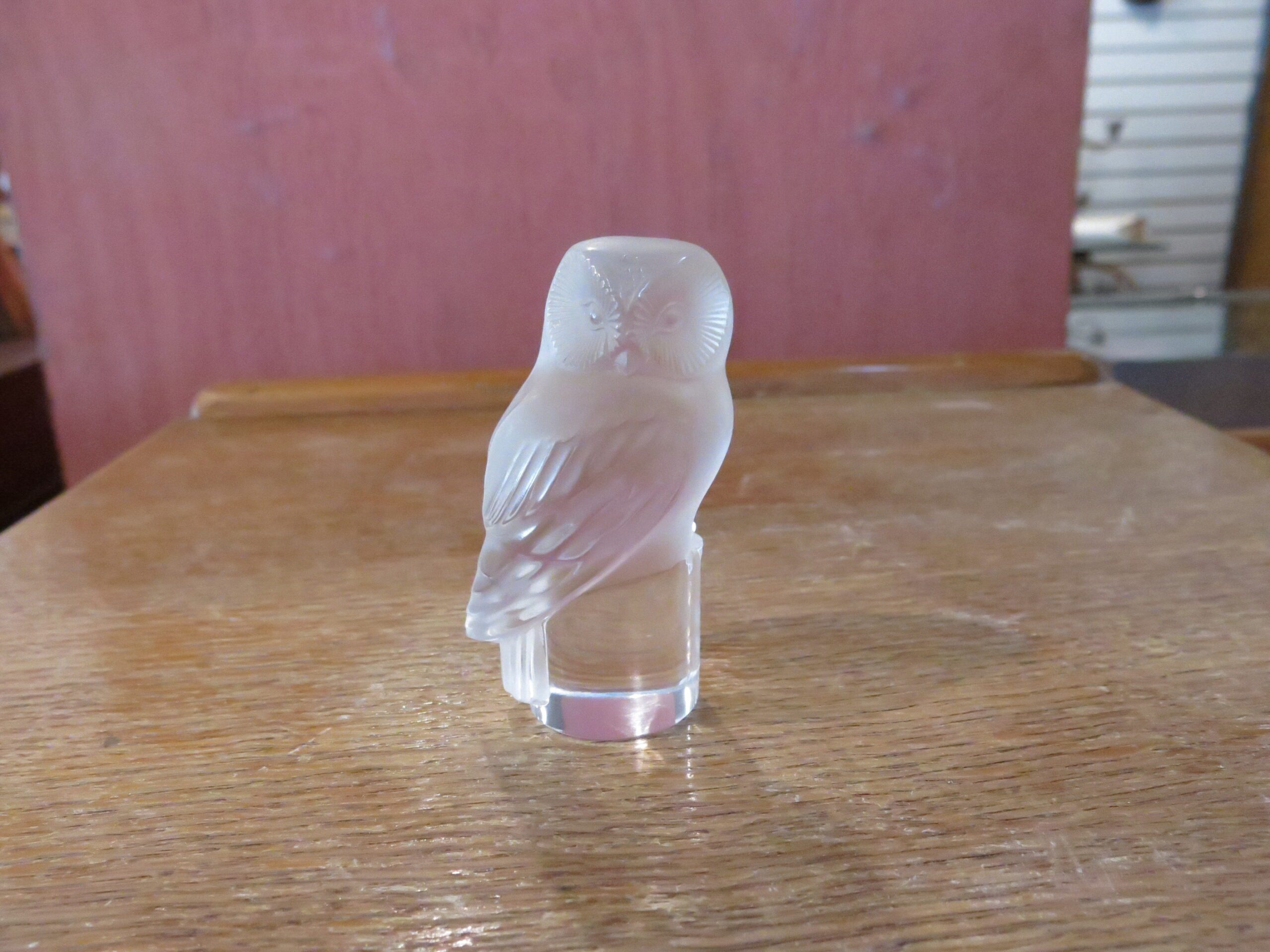 Lalique Frosted Owl Paperweight Figurine