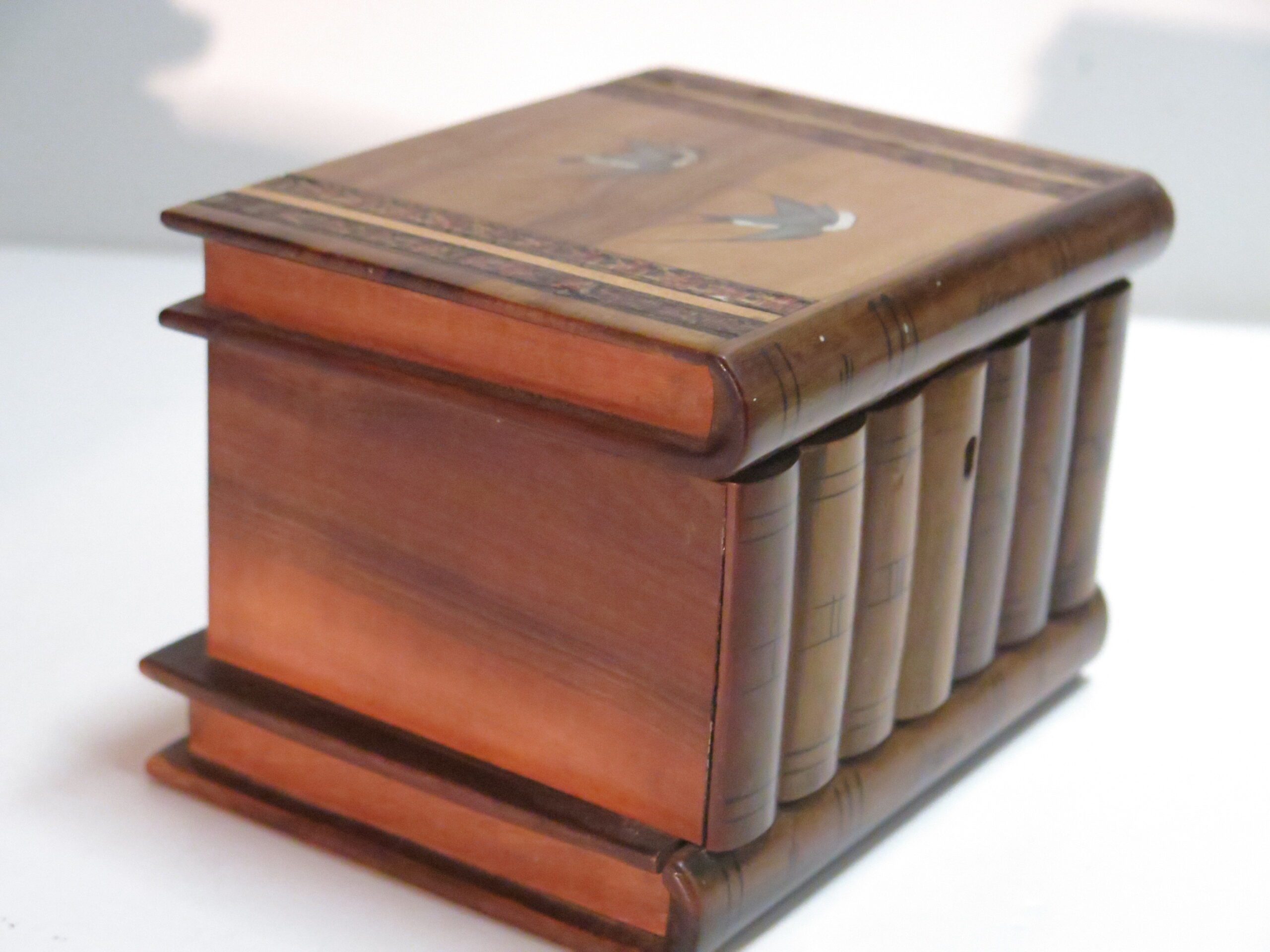 English Faux Book Box with Inlay ca 1870