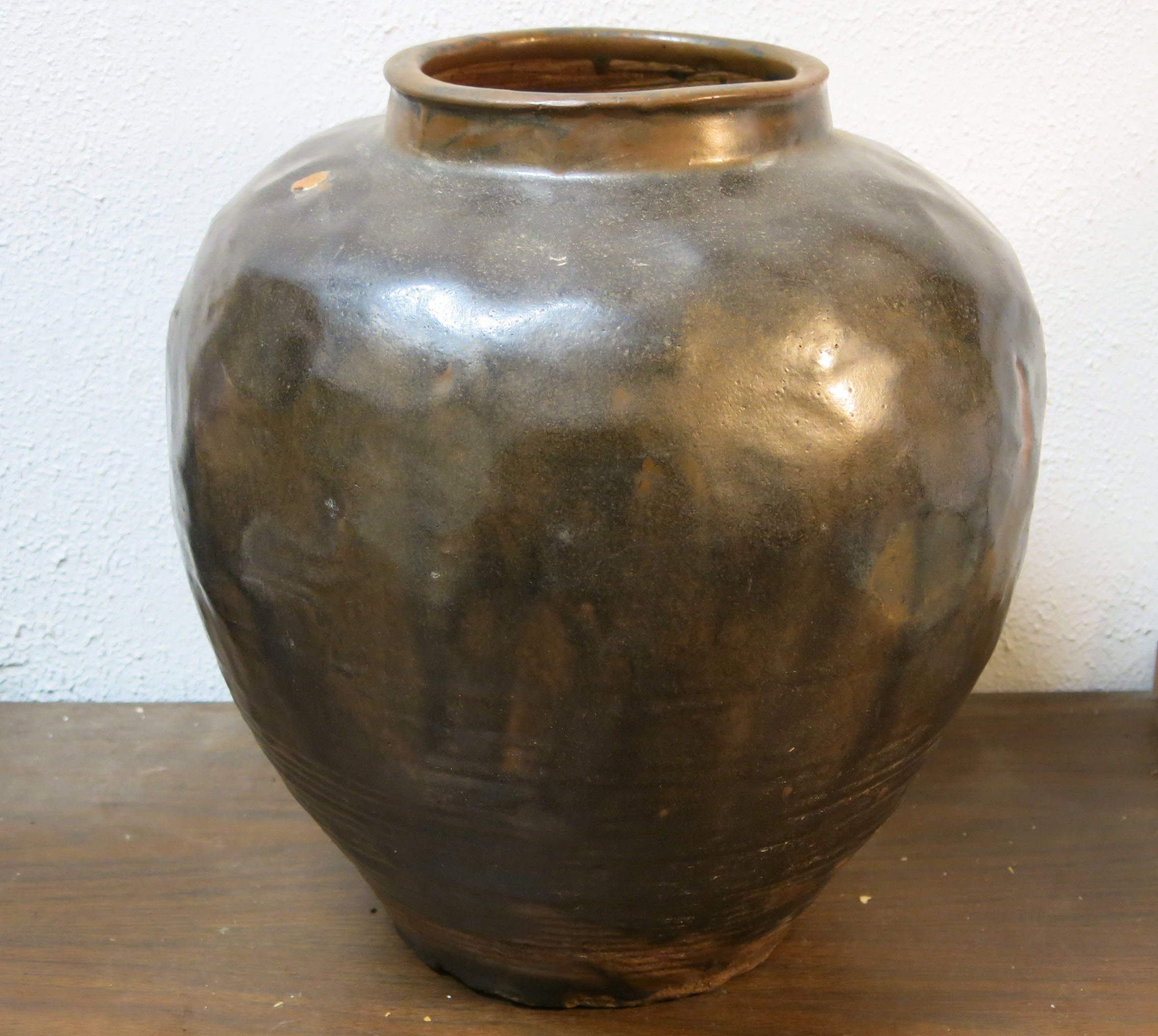 Chinese Mandaly Martaban Stoneware Storage Jar