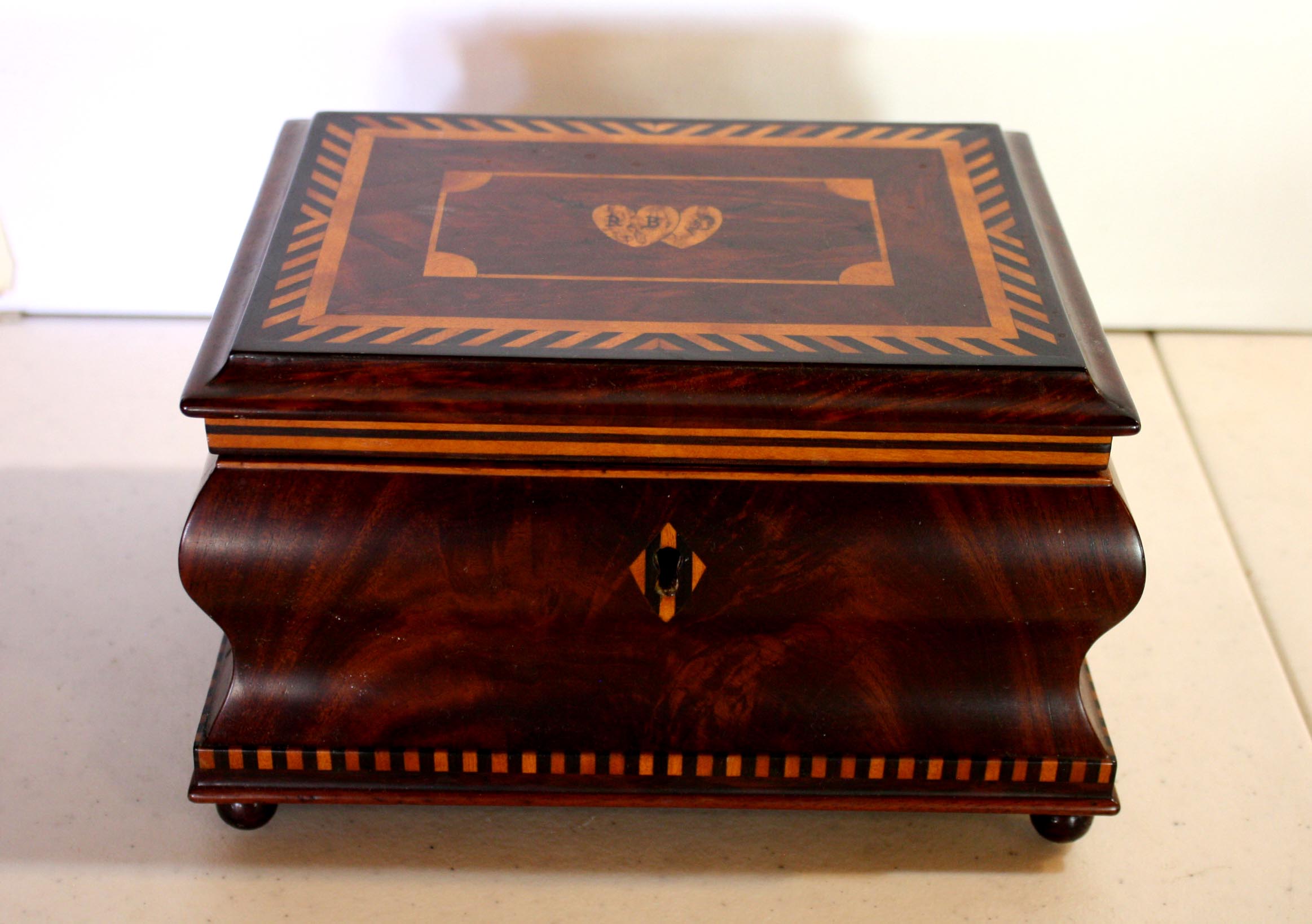 Antique English Regency Inlaid Jewelry Box with Mirror