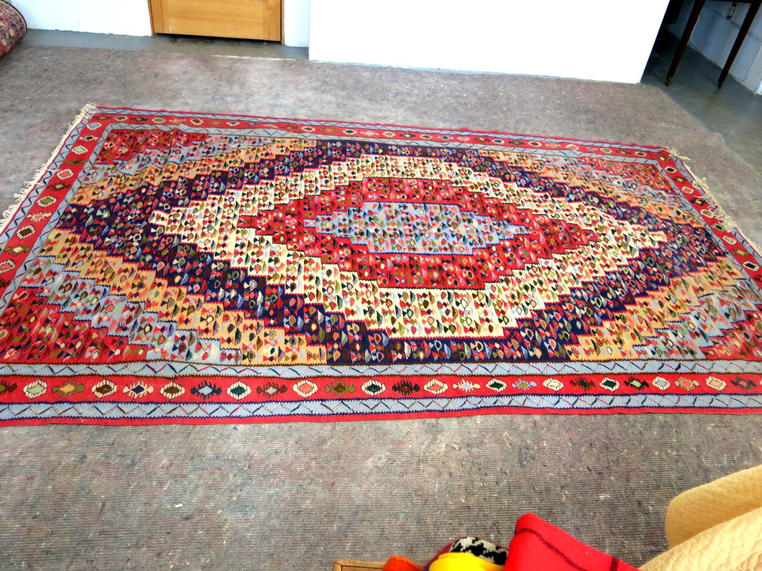 Vintage Senneh Persian Wool Kilim Rug