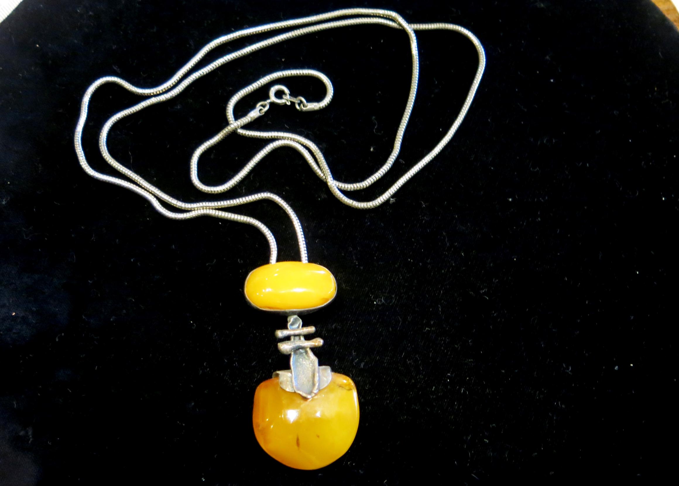 Sterling Silver and Cloudy Butterscotch Amber Pendant