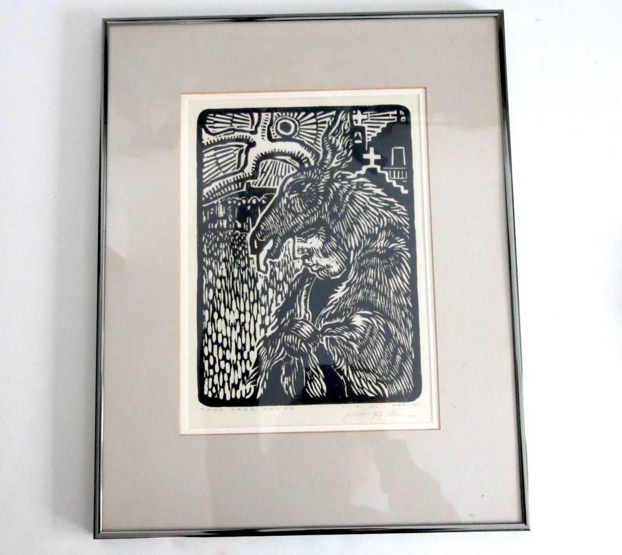 Julian Robles “Taos Deer Dance” Woodblock Print 84/150