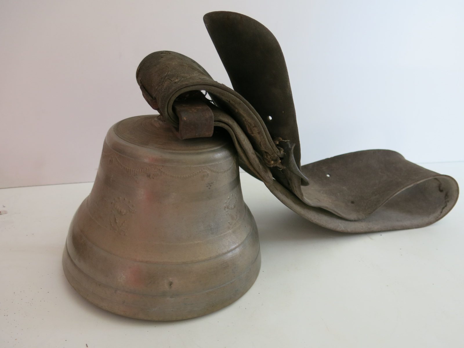 Antique Gber. Gusset Uetendorf Brass Bell on Leather Strap