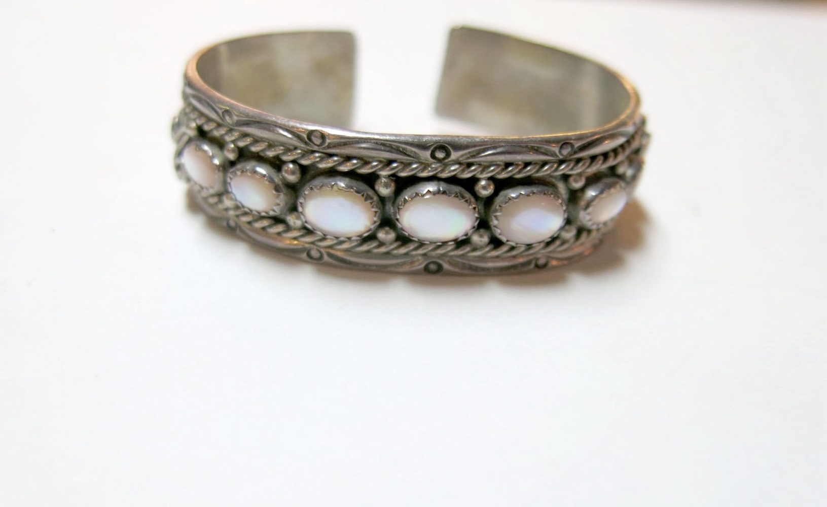 Sterling Silver Mother of Pearl Bracelet Cuff