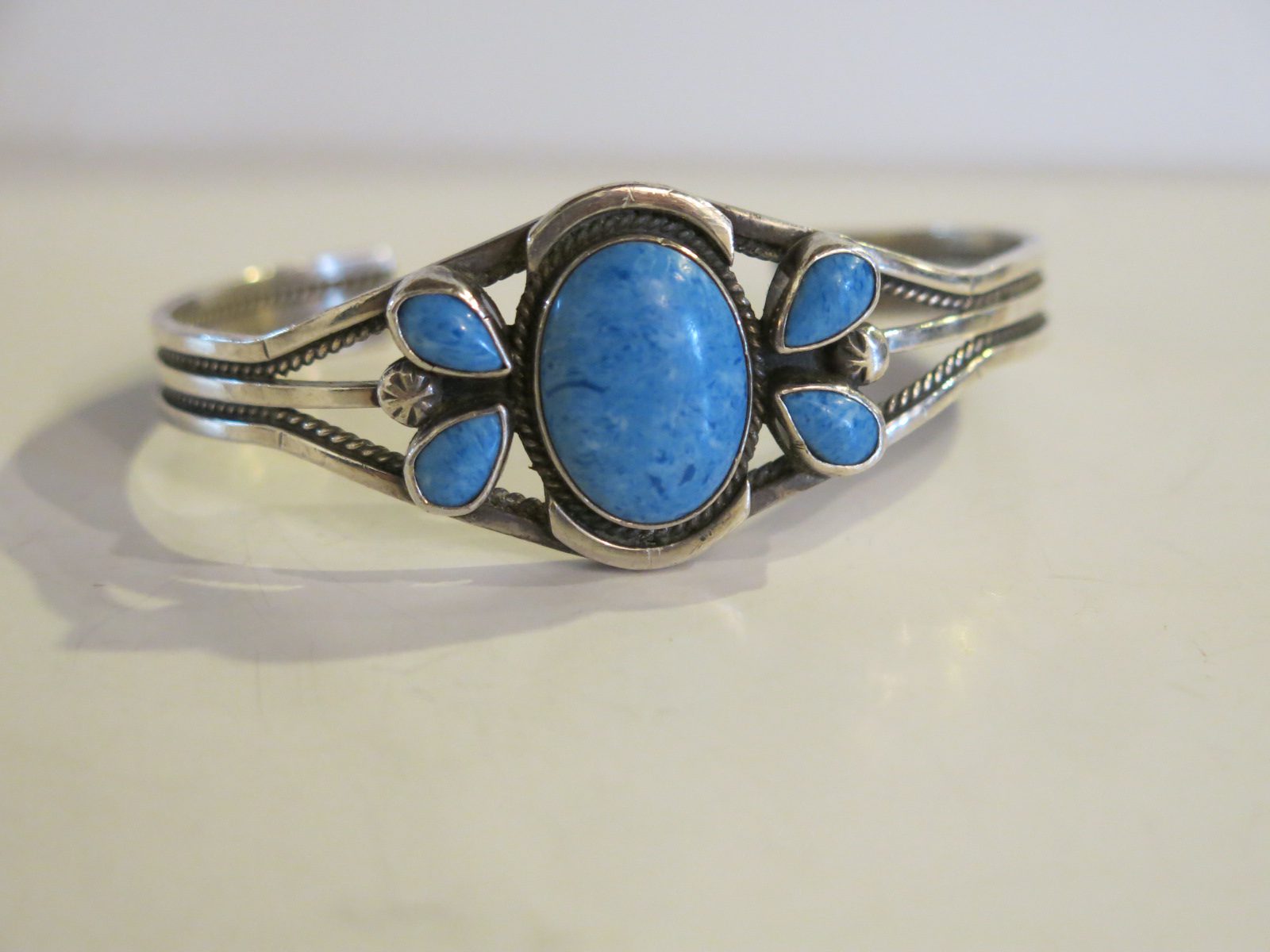 Vintage Navajo Denim Lapis Sterling Silver Cuff Bracelet